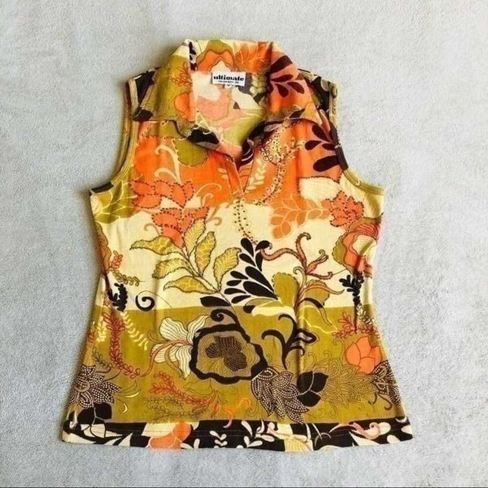 Ultimate Sleeveless Collared 70’s pattern Top - image 2