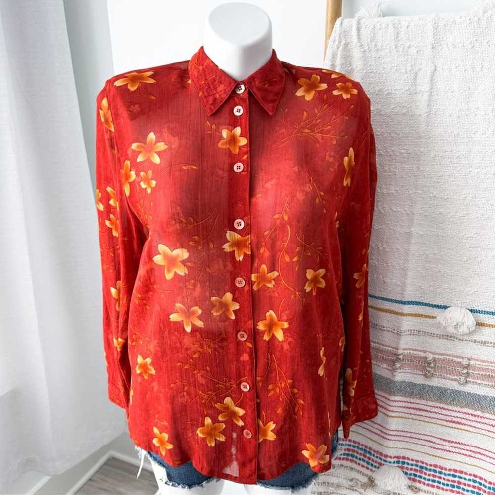 Selection de Givenchy Orange Floral Long Sleeves … - image 1