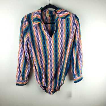 Vintage Women's NWOT 1970's Blue Disco Collared B… - image 1