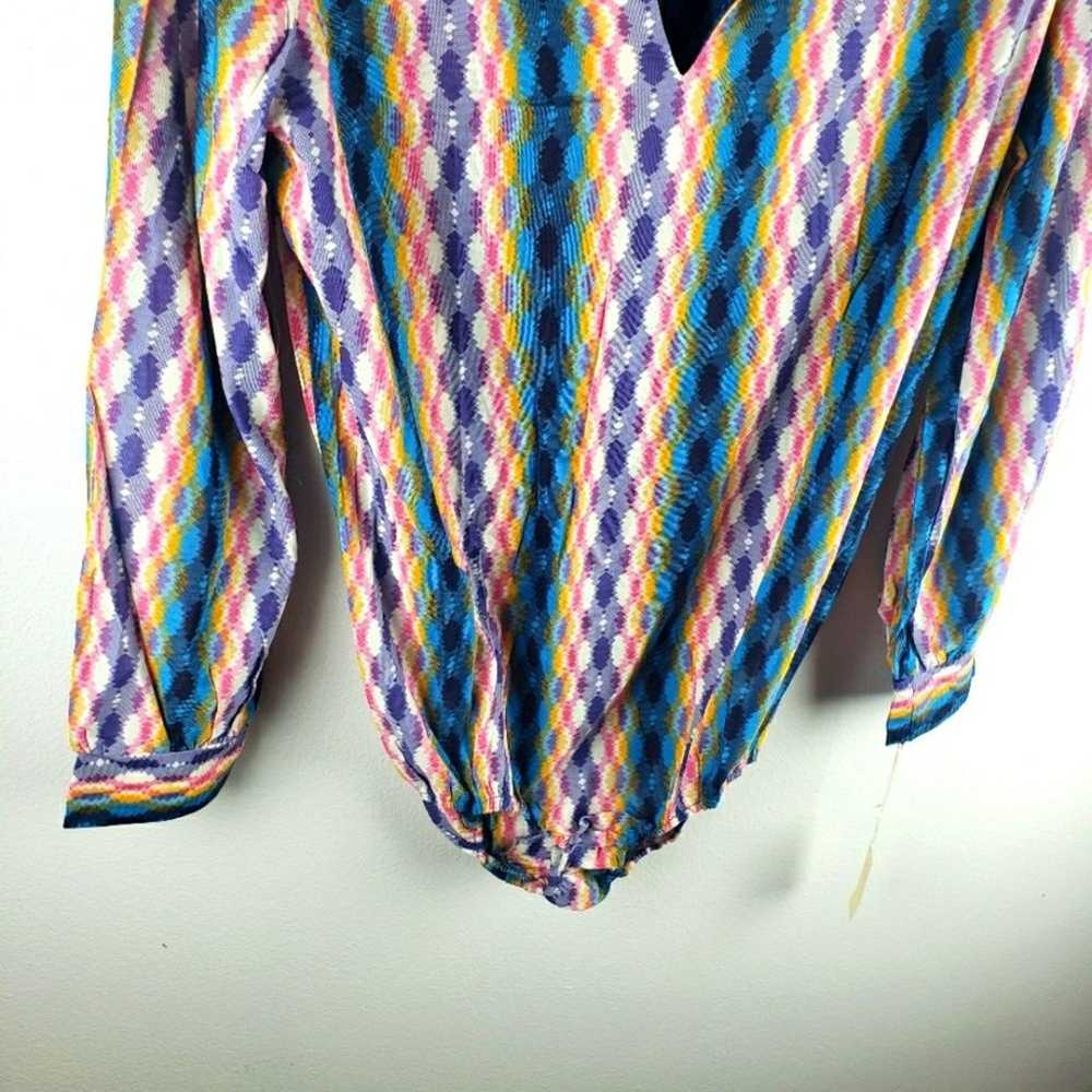 Vintage Women's NWOT 1970's Blue Disco Collared B… - image 8