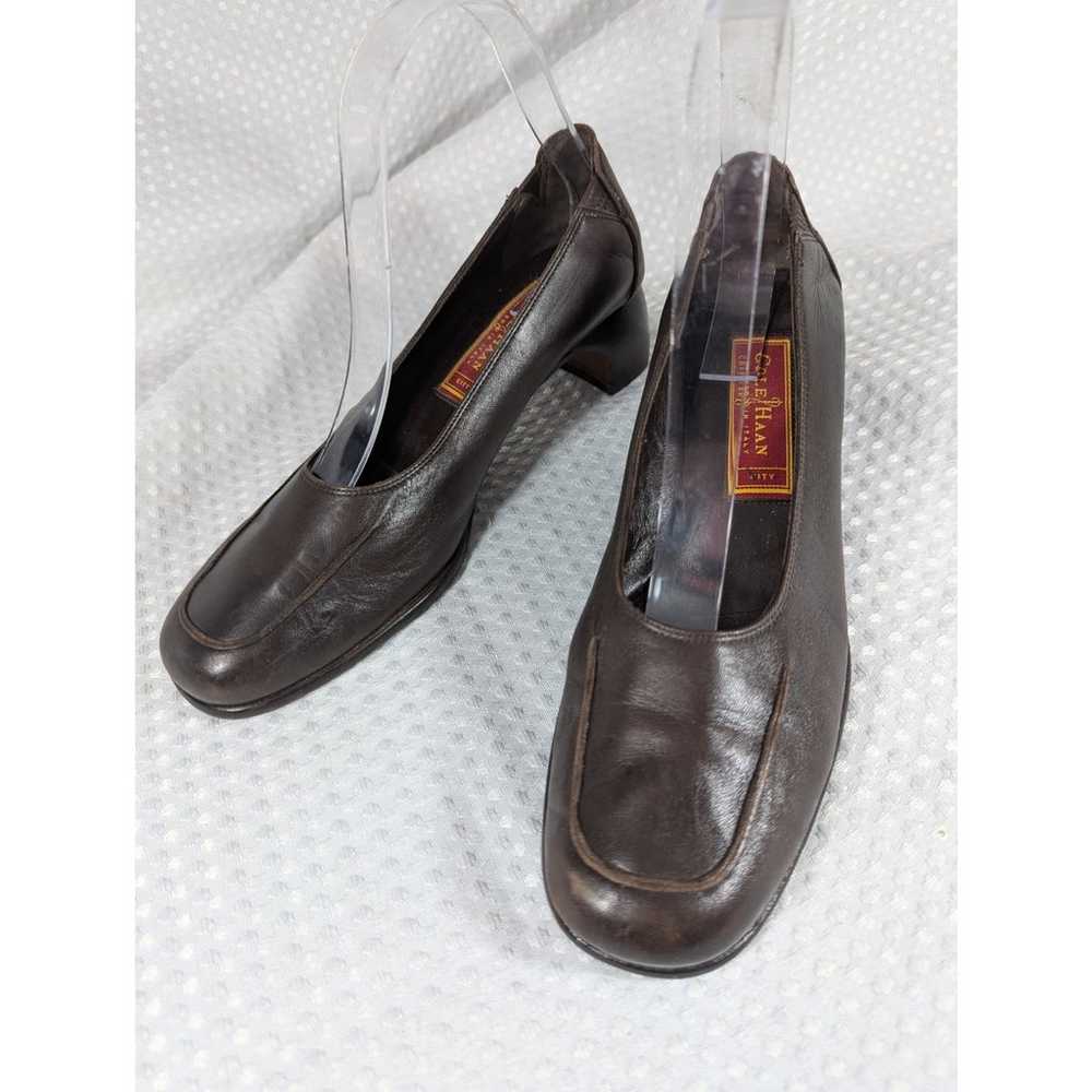 COLE HAAN! ESPRESSO BROWN GENUINE LEATHER STACKED… - image 3