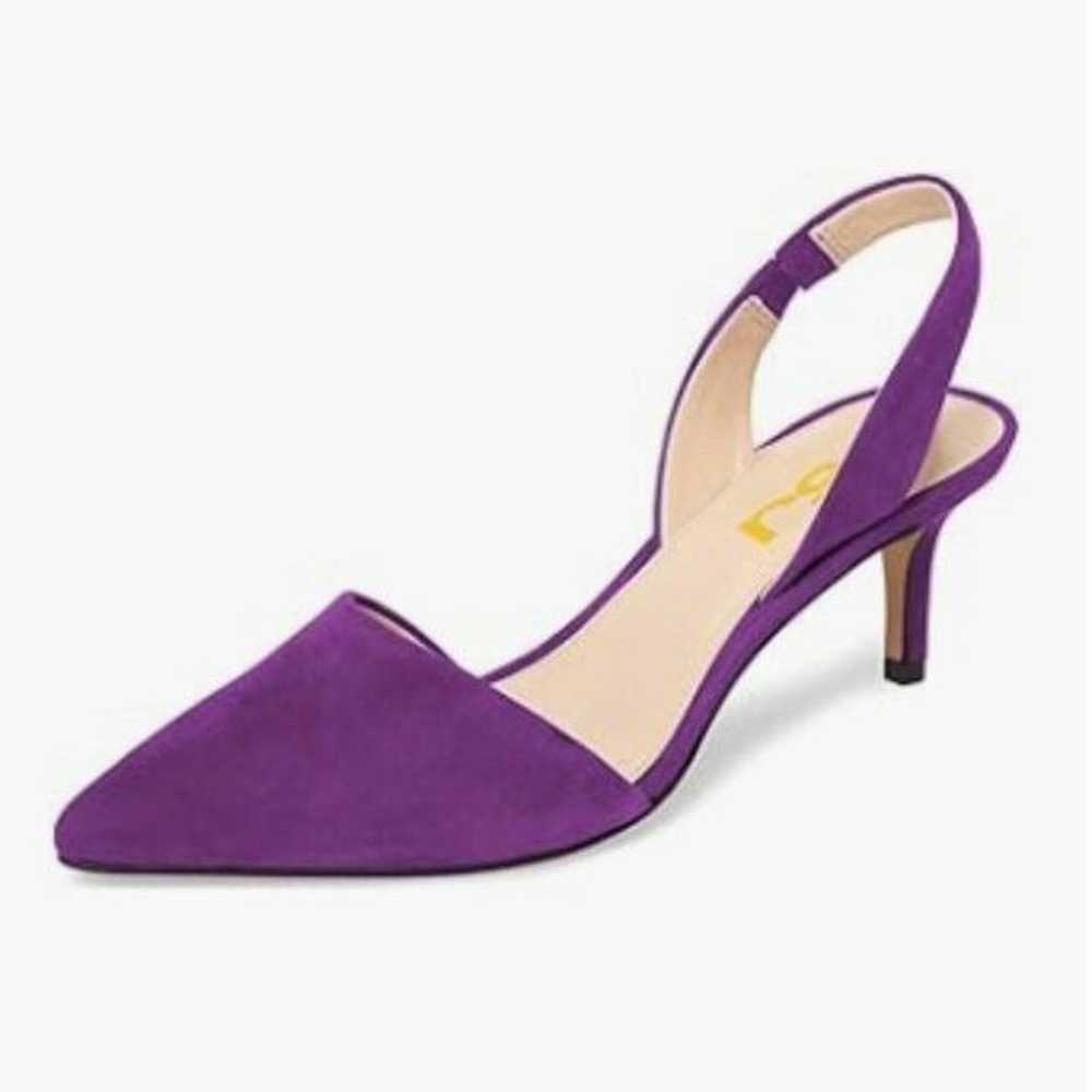 FSJ Purple Mid Heel Pointed Toe Slingback Sandals… - image 1