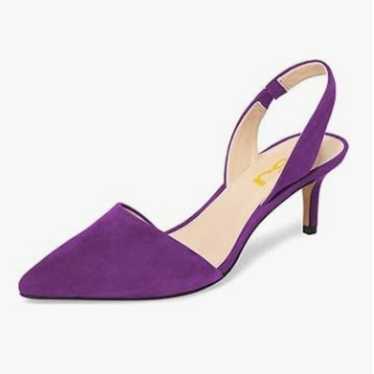 FSJ Purple Mid Heel Pointed Toe Slingback Sandals… - image 1