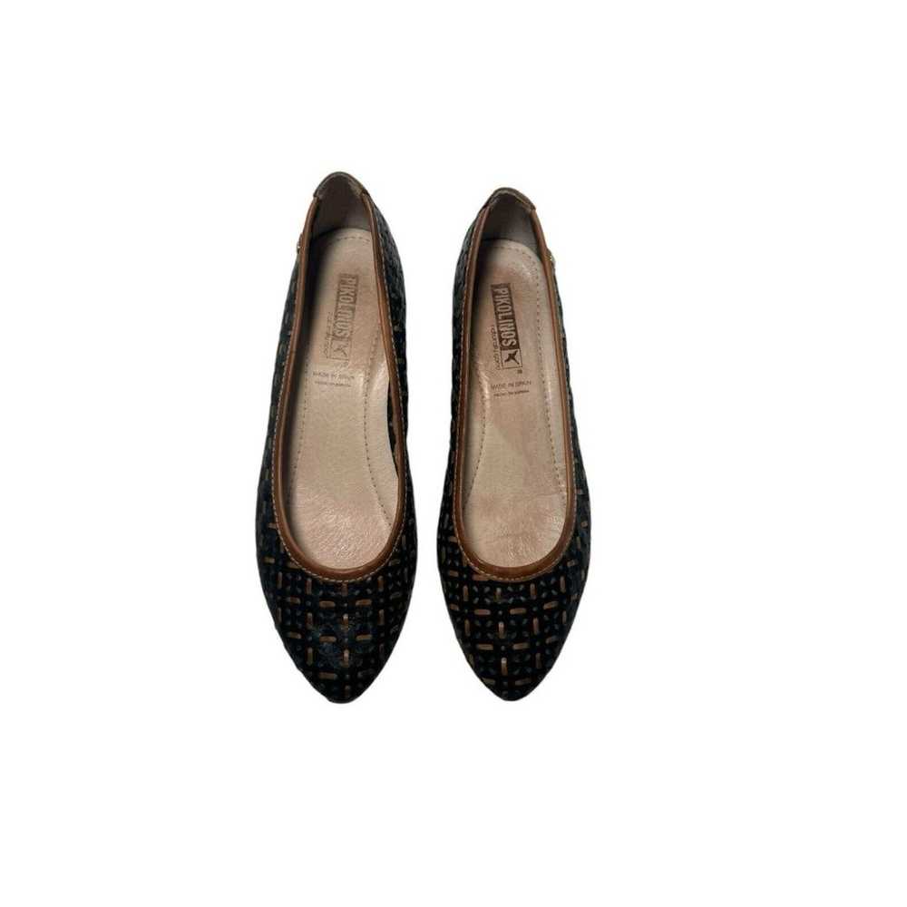 Pikolinos Woven Brown Black Leather Heels Shoes S… - image 2