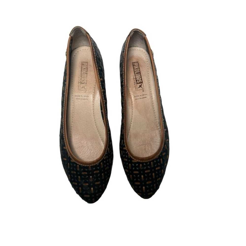 Pikolinos Woven Brown Black Leather Heels Shoes S… - image 5