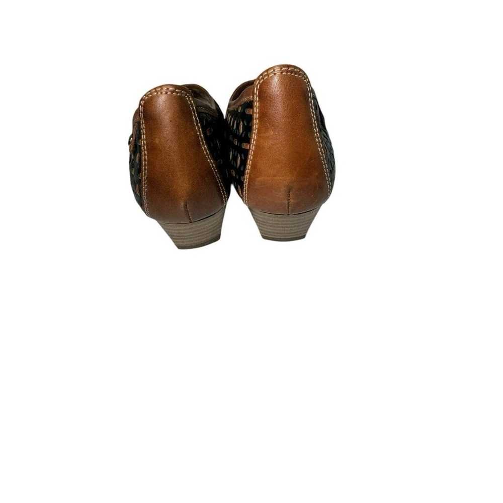 Pikolinos Woven Brown Black Leather Heels Shoes S… - image 6