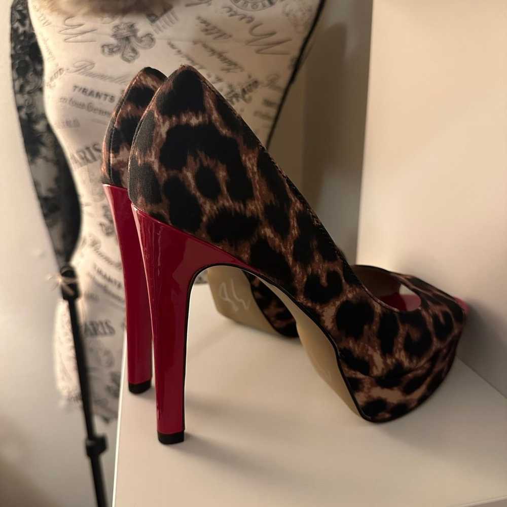 Betsey Johnson Leopard Print Red Bottom High Heels - image 3