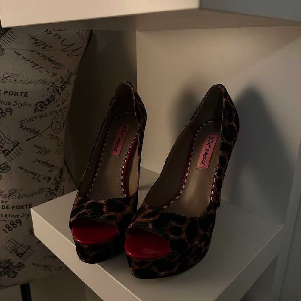 Betsey Johnson Leopard Print Red Bottom High Heels - image 6