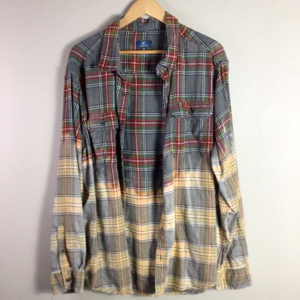 George Upcycled Flannel Guns N Roses ombre bleach… - image 4