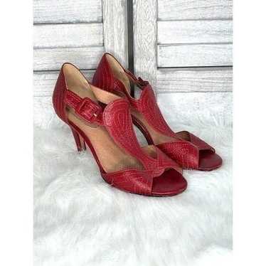 Corso Como Red Leather Heeled Sandals Size 6.5 - image 1