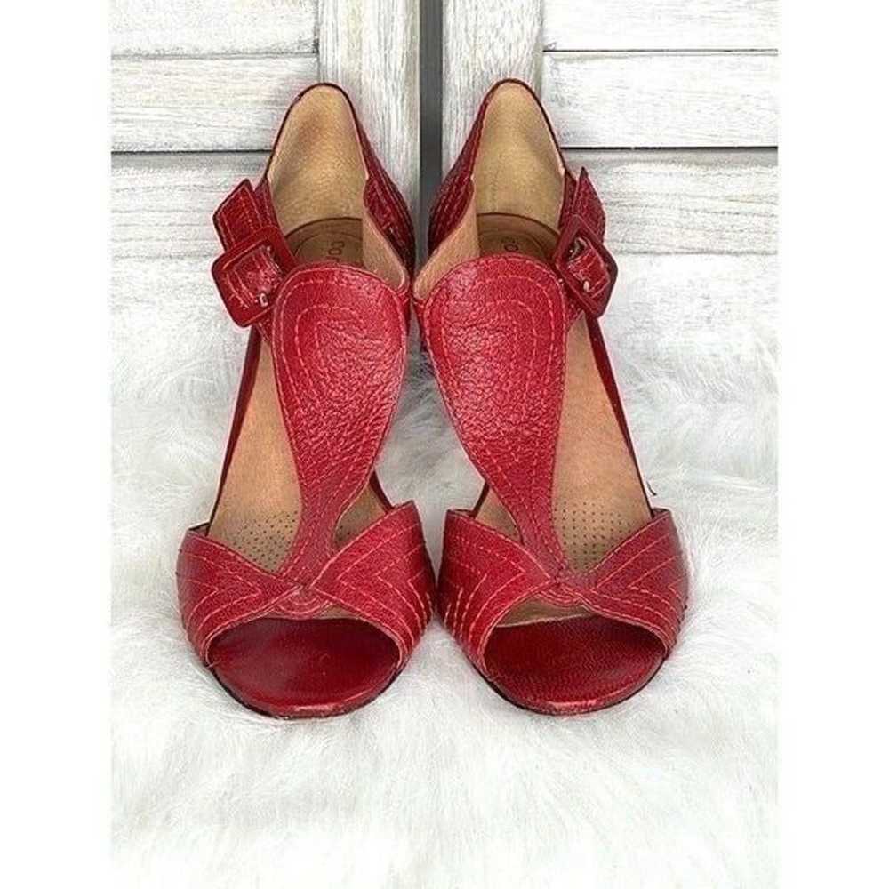 Corso Como Red Leather Heeled Sandals Size 6.5 - image 2