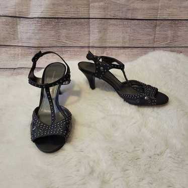 Antonio Melani black leather studded heels