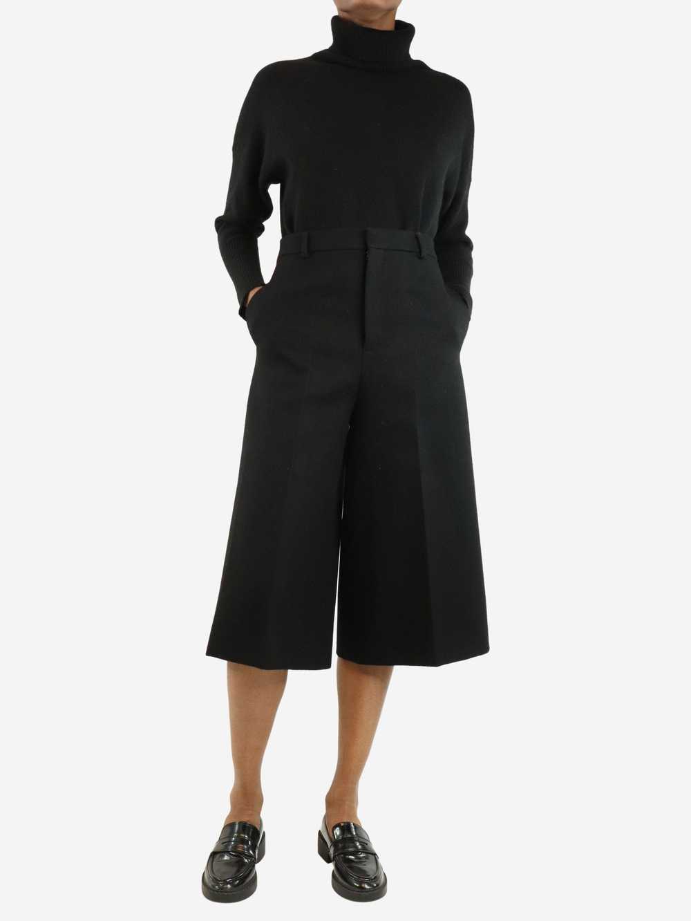 Celine Black wide-leg wool culottes - size UK 8 - image 2