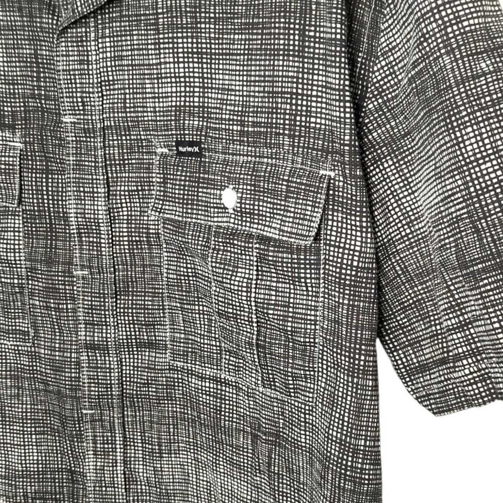 Hurley HURLEY Black White Plaid Button Up Short S… - image 7