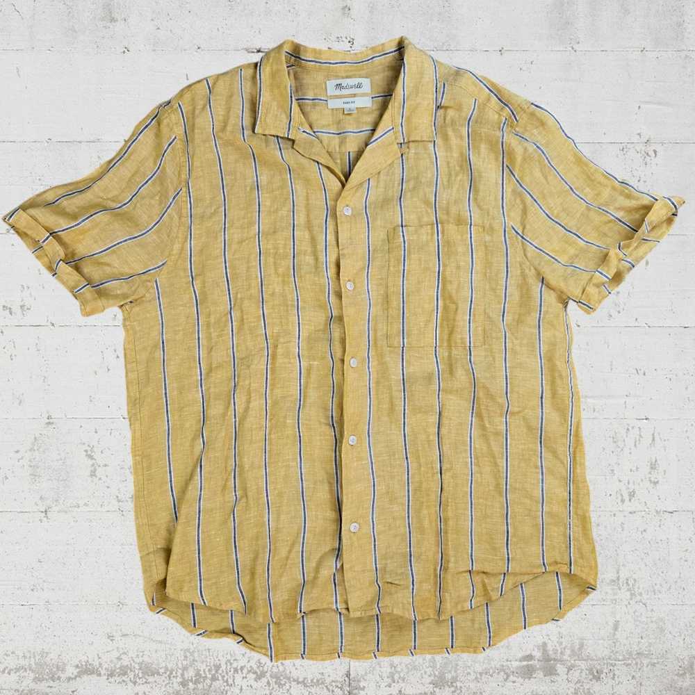 Madewell Madewell Yellow Striped Linen Button Dow… - image 2