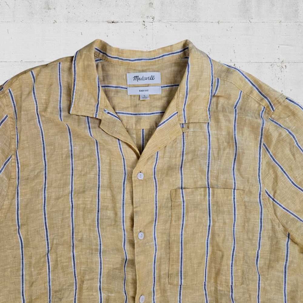 Madewell Madewell Yellow Striped Linen Button Dow… - image 3