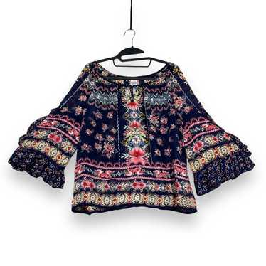 BILA Peasant Blouse Womens PL Beaded Sequin Bell … - image 1