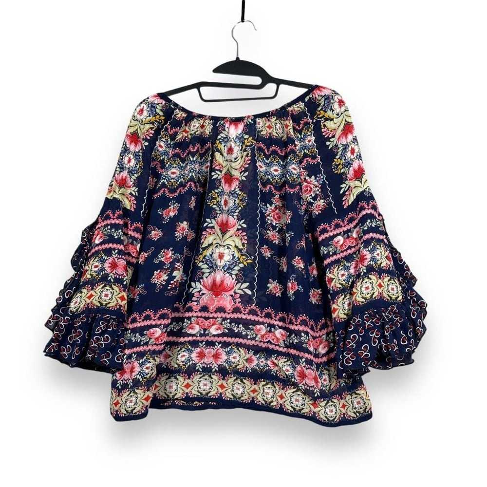 BILA Peasant Blouse Womens PL Beaded Sequin Bell … - image 5