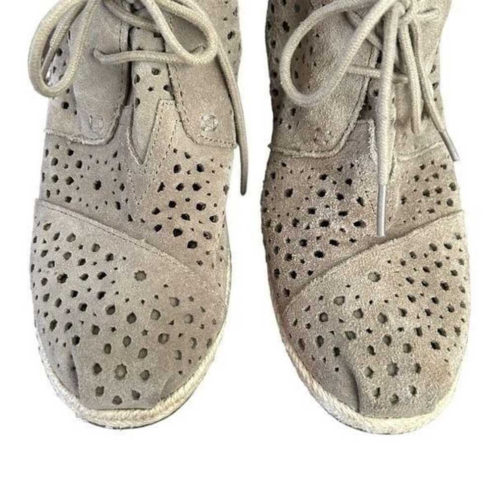 Toms Moroccan Taupe Suede Cutout Eyelets Lace Up … - image 4