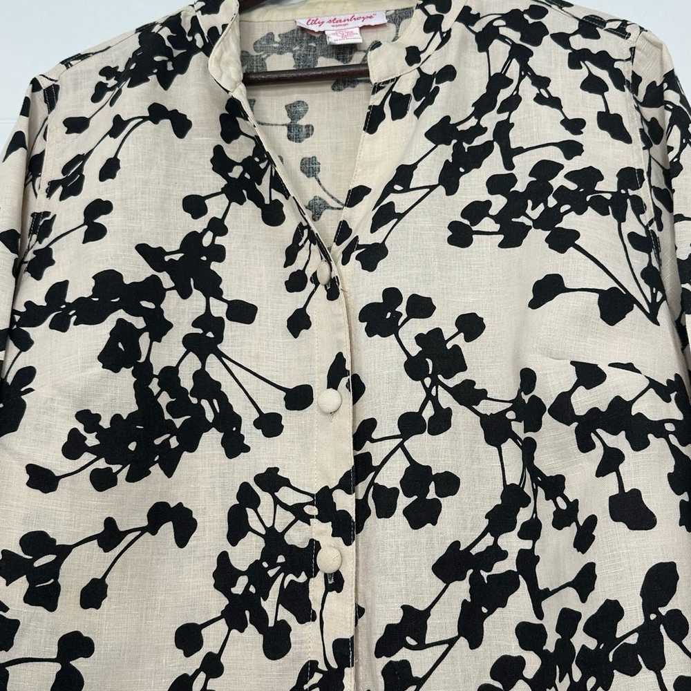 Lily Stanhope Linen Blouse Black Cherry Blossom P… - image 12