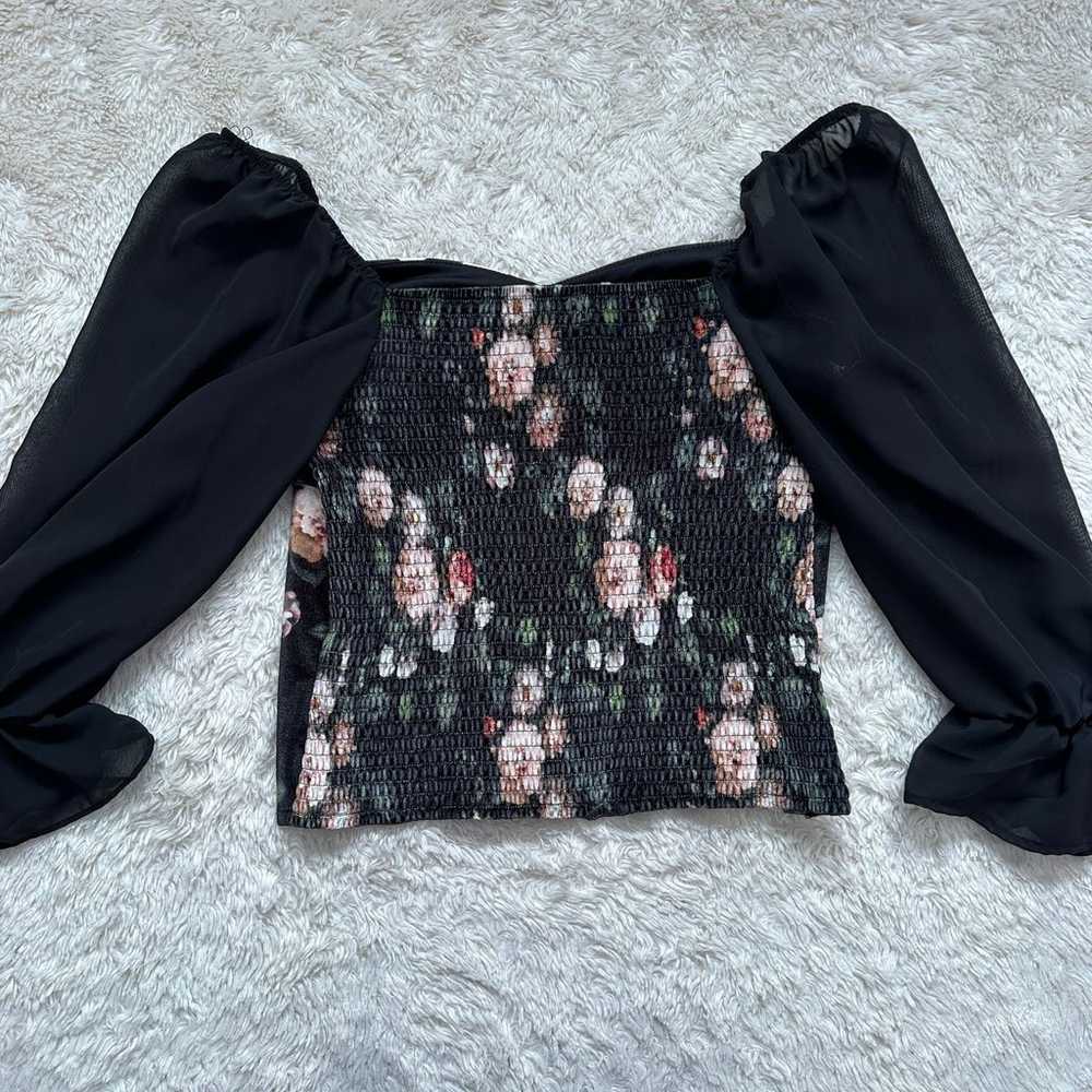 Bloomfield L Puff Sleeve Black Floral Sheer Velve… - image 2