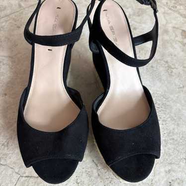 Via Spiga Black Suede Espadrilles Heels New!