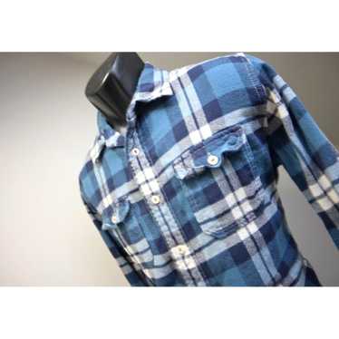 Vintage Rugged Plaid Flannel Button Up Mens Shirt 