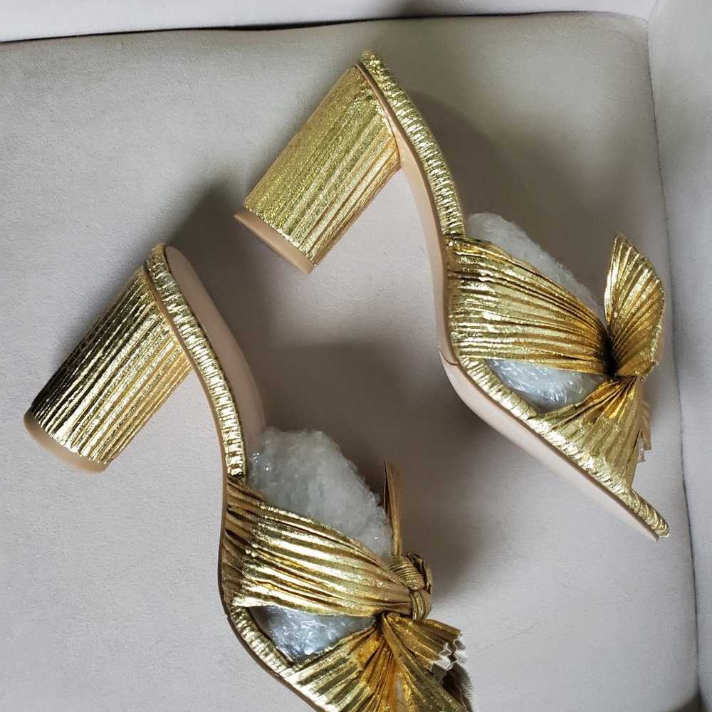 NWOB Gold Penny Knot Mules 3.5 Inch Heel Size 40E… - image 10