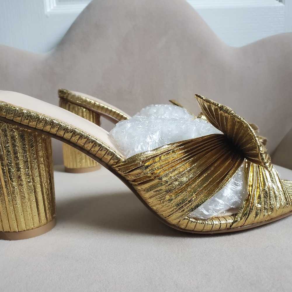 NWOB Gold Penny Knot Mules 3.5 Inch Heel Size 40E… - image 3