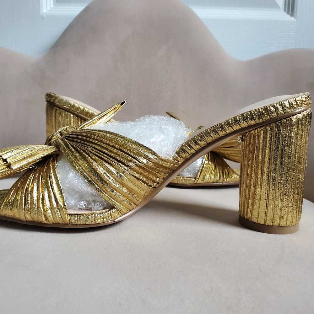 NWOB Gold Penny Knot Mules 3.5 Inch Heel Size 40E… - image 4