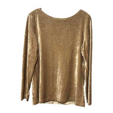 Worth New York Vintage Gold Striped Velour Sweater - image 1