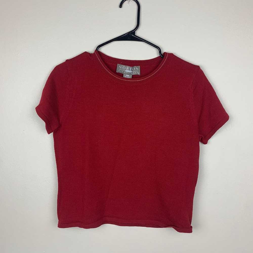 Vintage Red Short Sleeve Crop Top - image 1