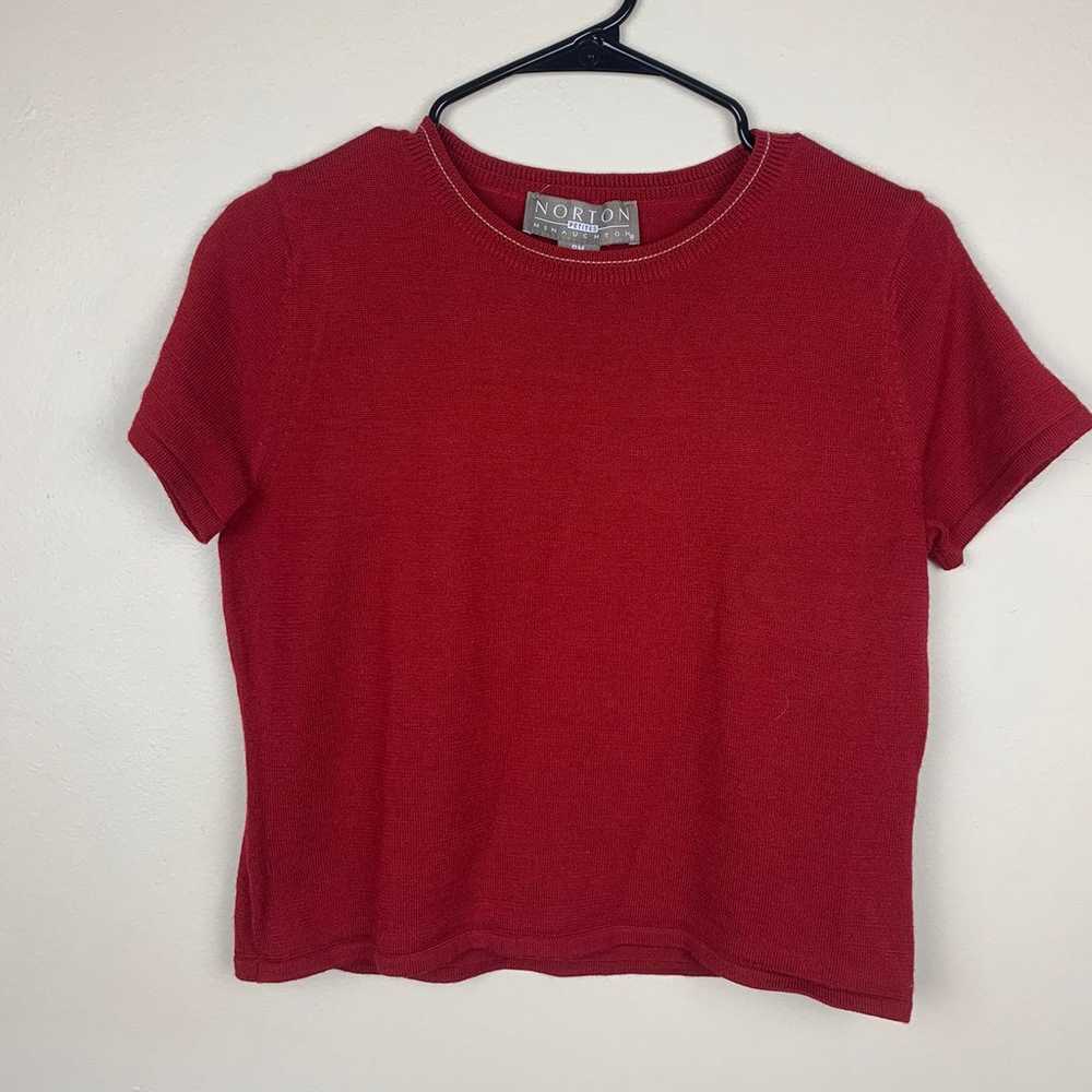 Vintage Red Short Sleeve Crop Top - image 7