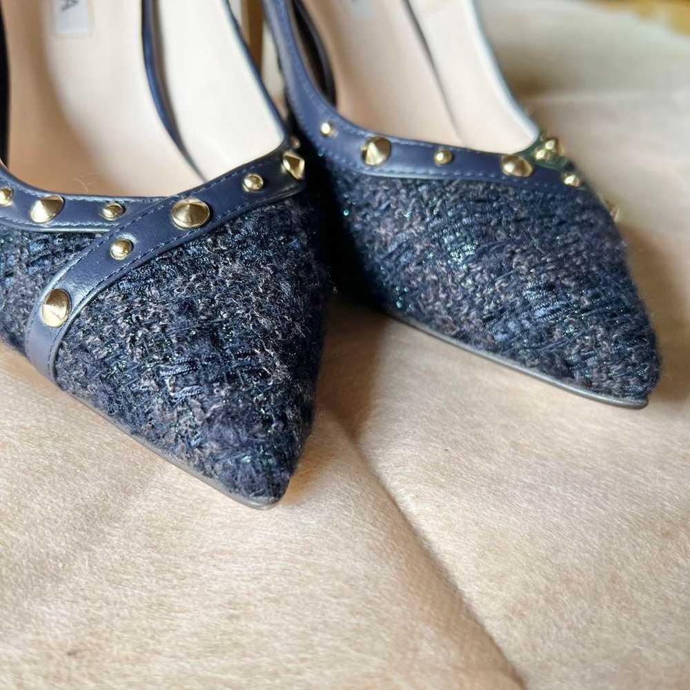 Diana Navy Tweed Studs Pin High Heels Elegant Inv… - image 3