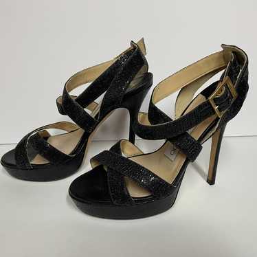 Jimmy Choo strappy sandals heels glitter black 36