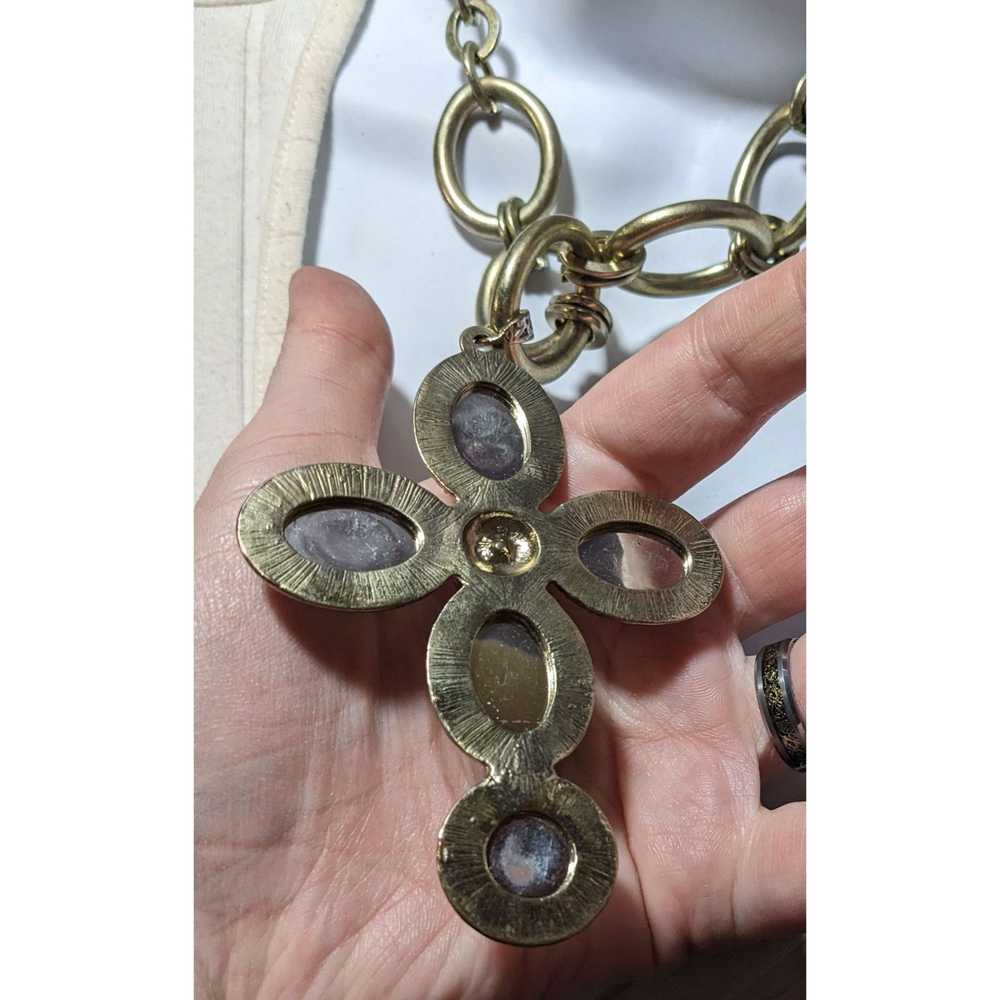 Other Vintage Glam Large Costume Cross Pendant Ne… - image 10