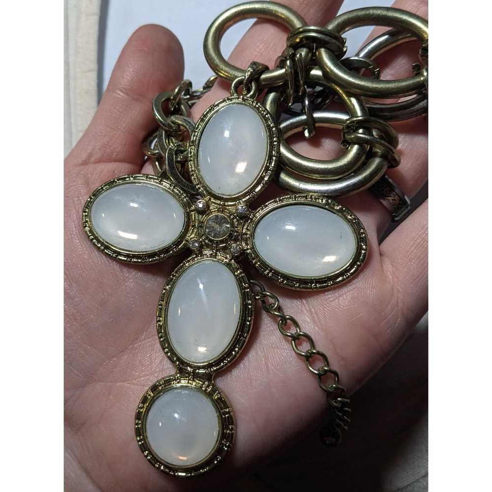 Other Vintage Glam Large Costume Cross Pendant Ne… - image 11