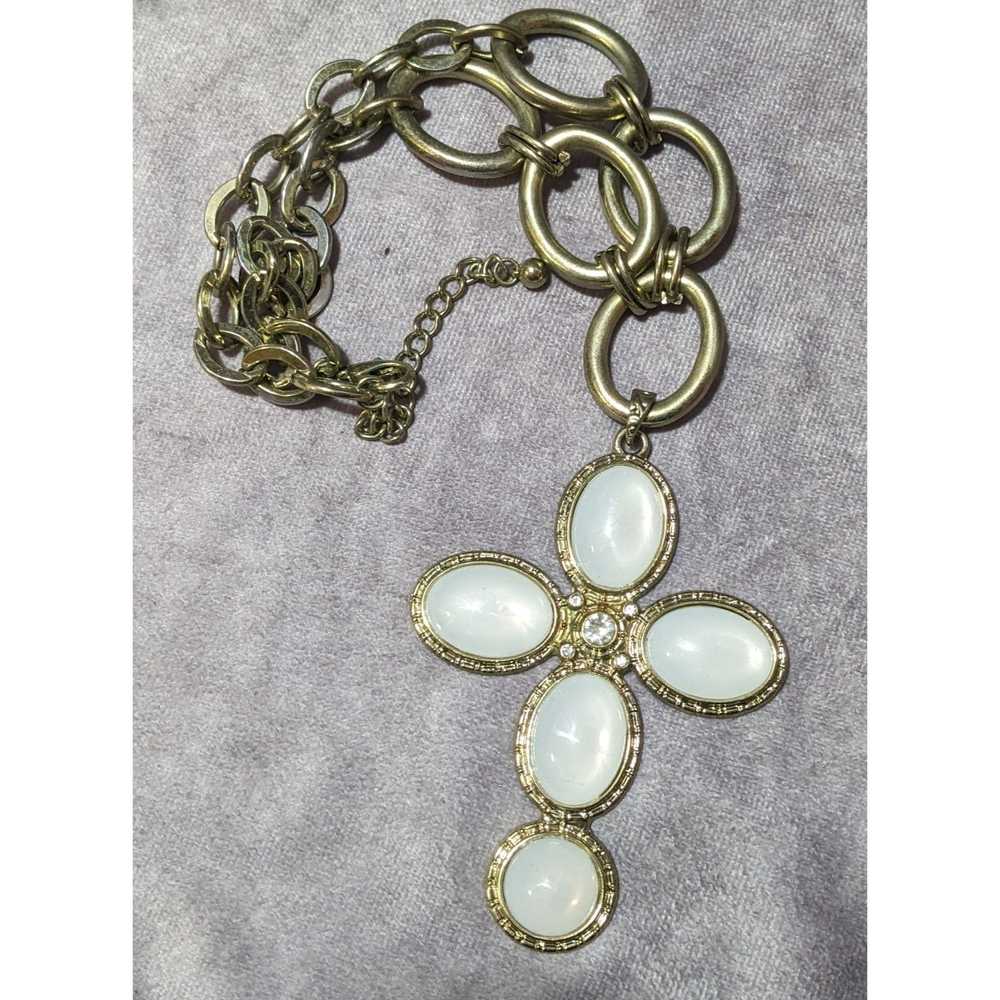 Other Vintage Glam Large Costume Cross Pendant Ne… - image 12