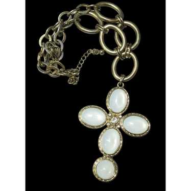 Other Vintage Glam Large Costume Cross Pendant Ne… - image 1