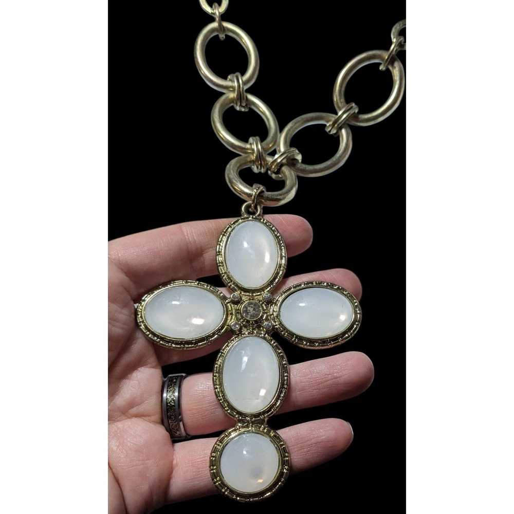 Other Vintage Glam Large Costume Cross Pendant Ne… - image 4