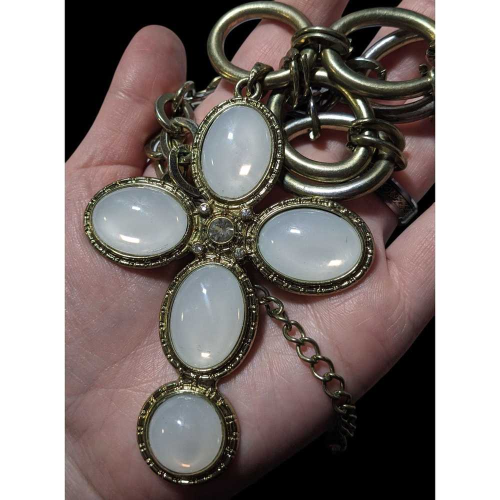 Other Vintage Glam Large Costume Cross Pendant Ne… - image 6