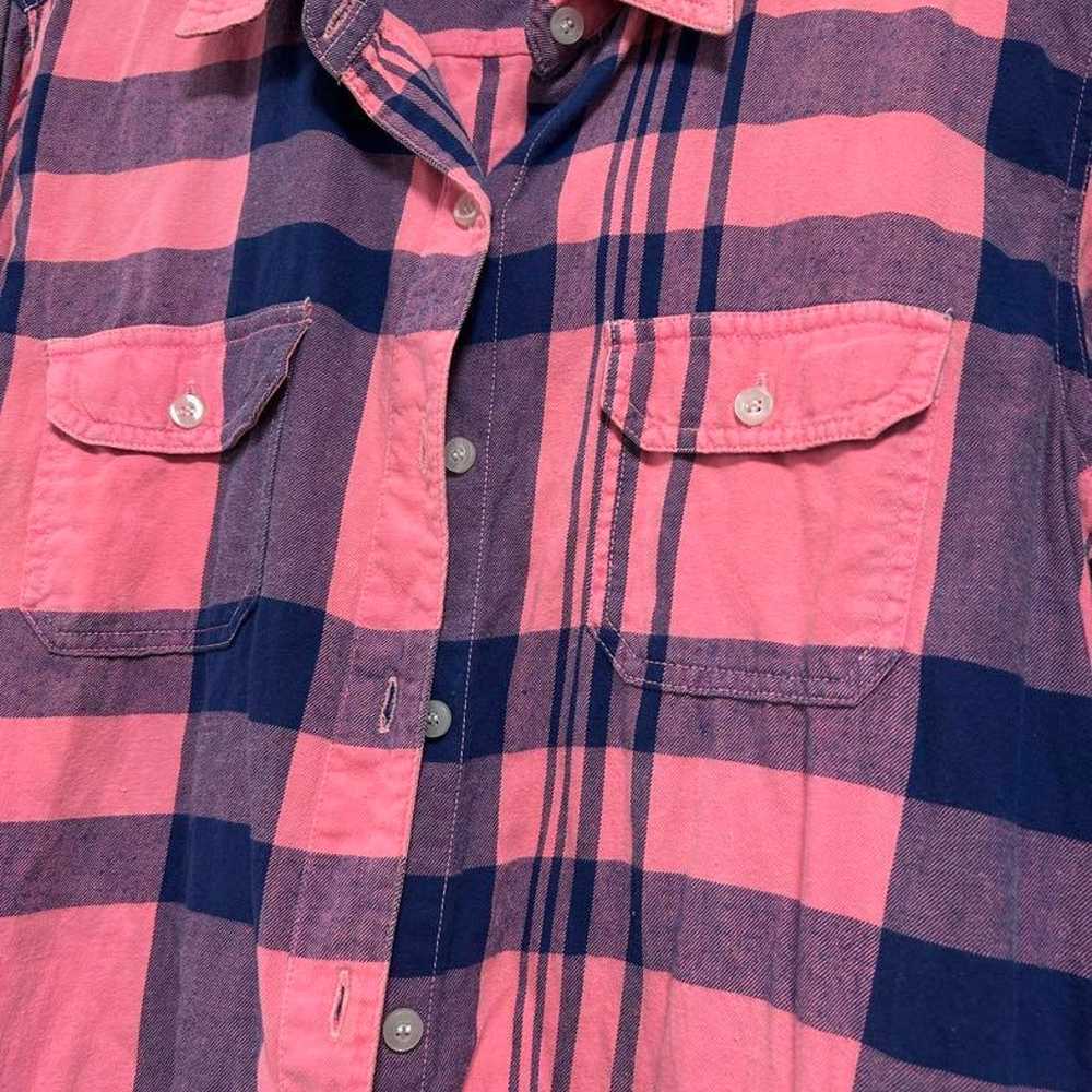 LDS Pink Navy Checkered Long Sleeve Shirt Vintage - image 2