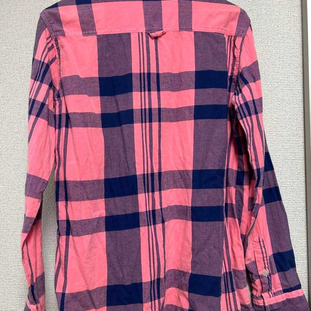 LDS Pink Navy Checkered Long Sleeve Shirt Vintage - image 5