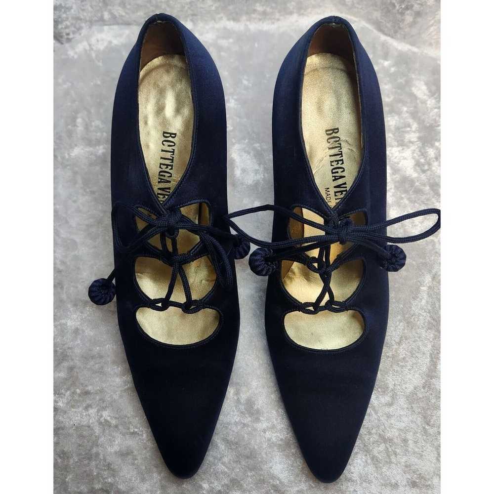 Bottega Veneta Silk Satin Navy Blue Stiletto Pump… - image 6