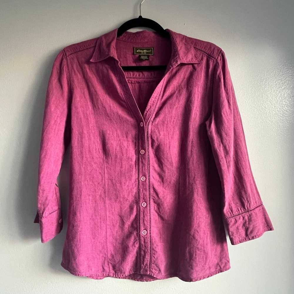 Eddie Bauer linen button up blouse - image 5