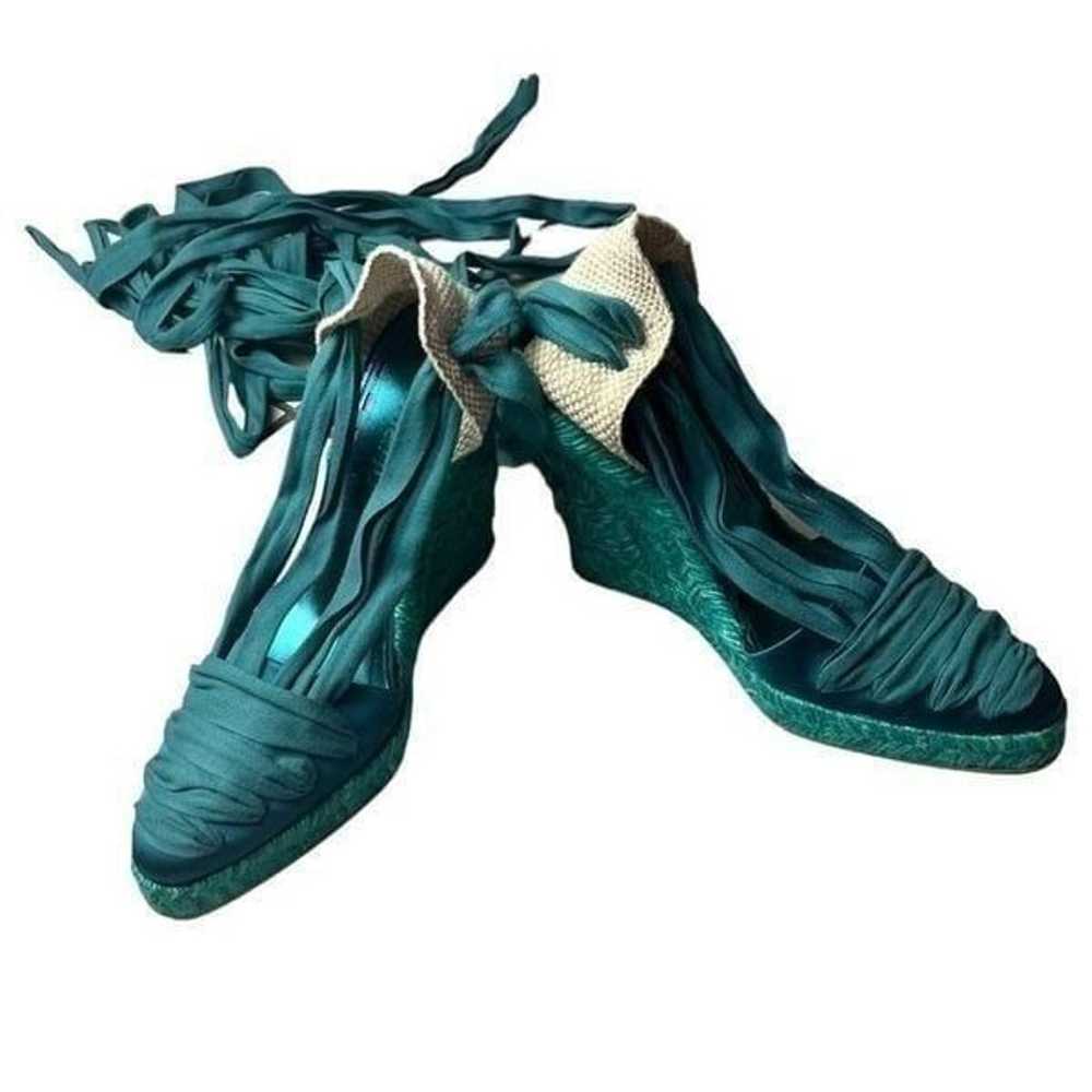 NWOT Emanuel Ungaro FAB Wedge Espadrilles in Teal… - image 3