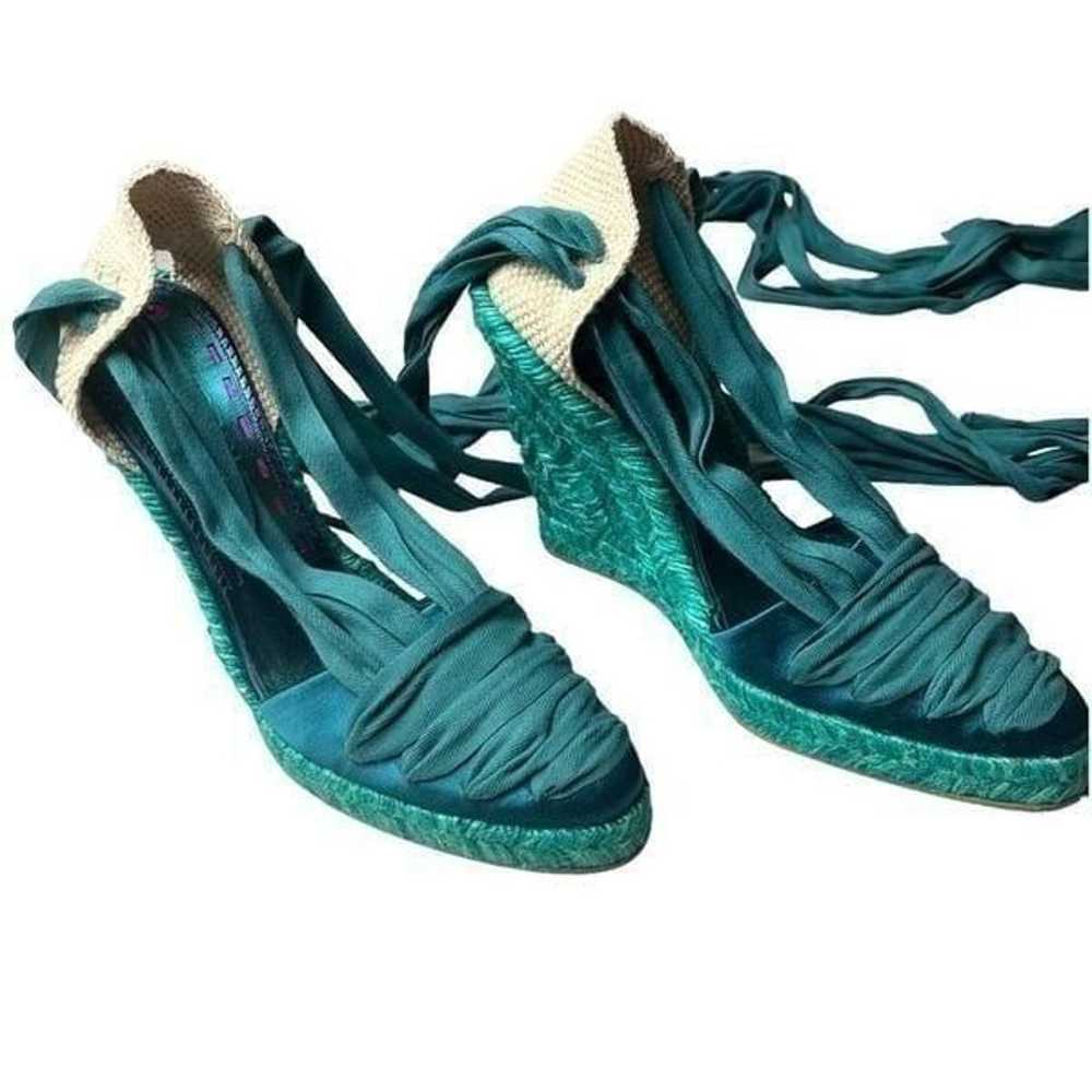 NWOT Emanuel Ungaro FAB Wedge Espadrilles in Teal… - image 5