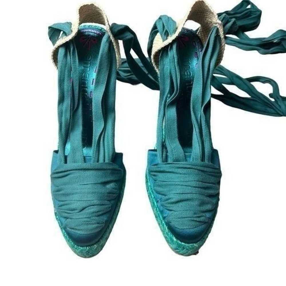 NWOT Emanuel Ungaro FAB Wedge Espadrilles in Teal… - image 7