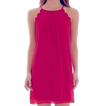 Pink Mini Slip Scallop Neck Dress