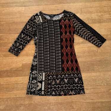 Papillon geometric black brown 3/4 sleeve mini shi